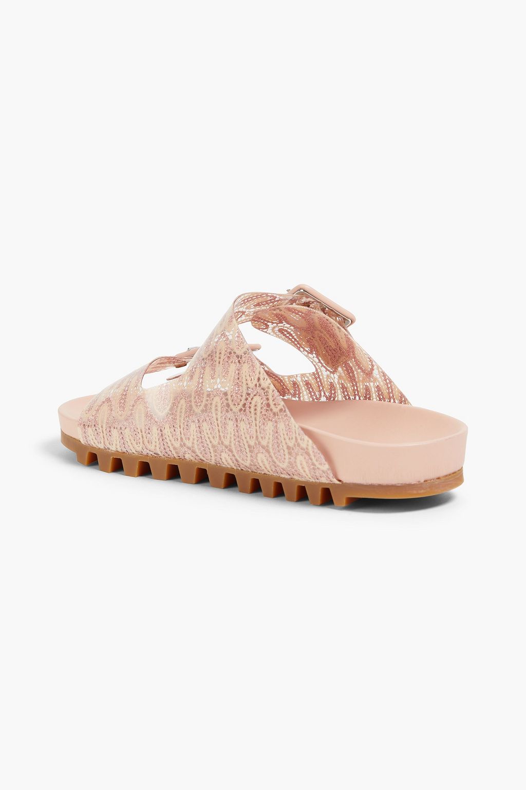 MISSONI Buckled metallic crochet-knit and PVC sandals