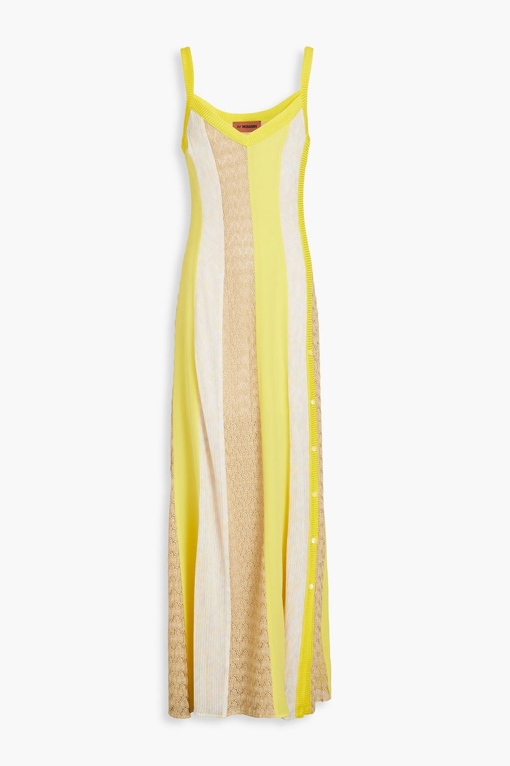 MISSONI Metallic crochet knit and silk crepe de chine maxi dress THE OUTNET
