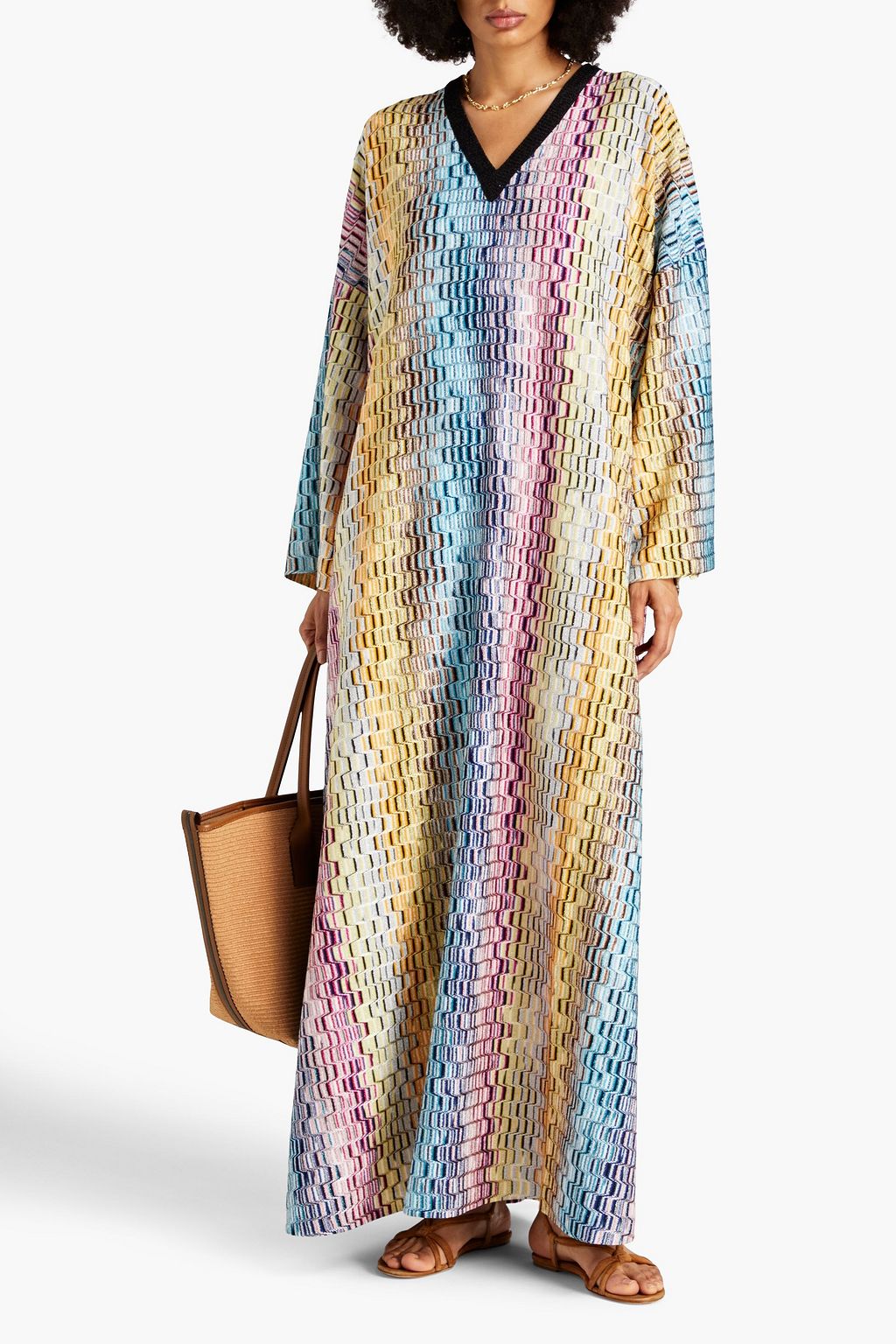 MISSONI Metallic crochet-knit kaftan