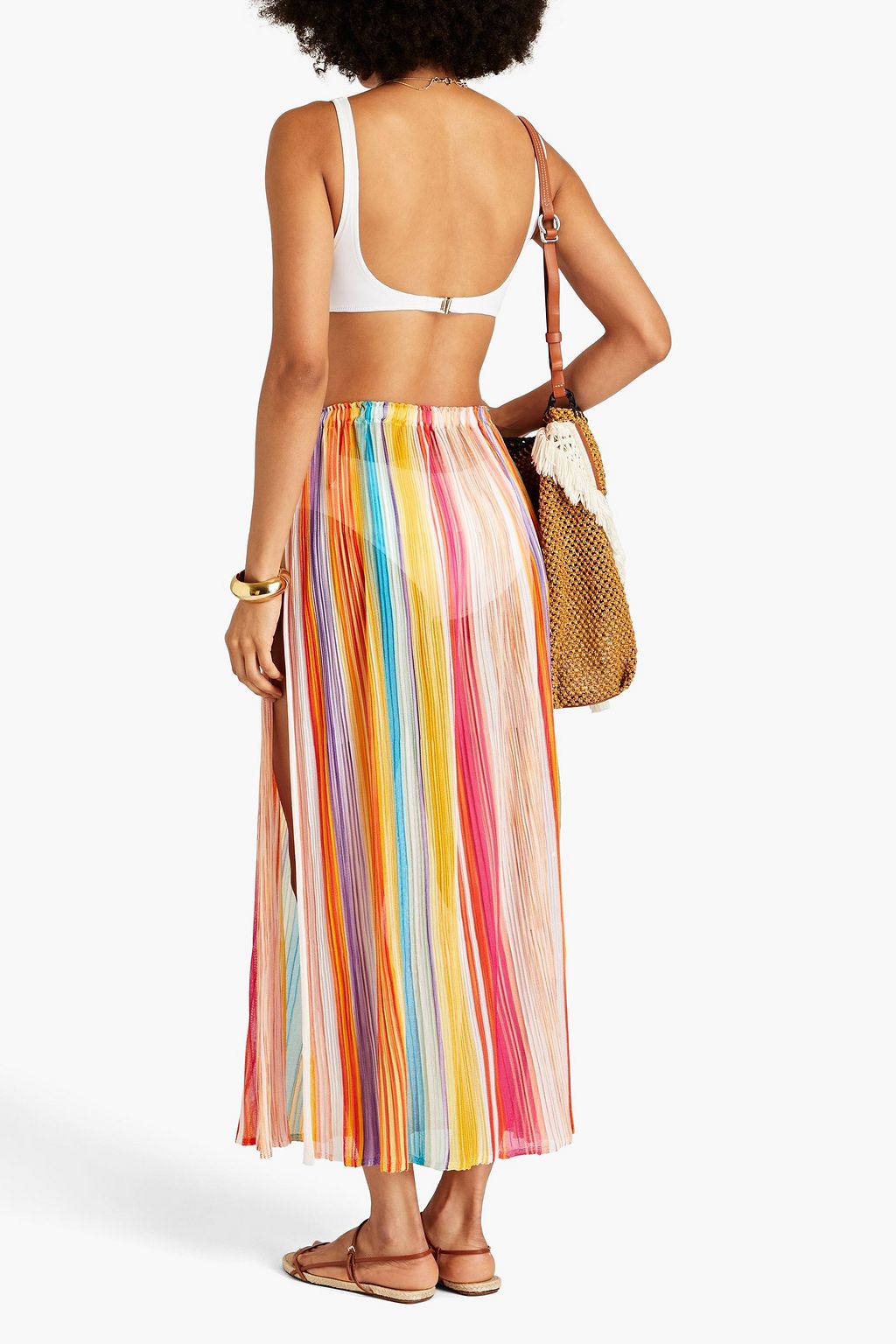 MISSONI Striped crochet-knit midi skirt