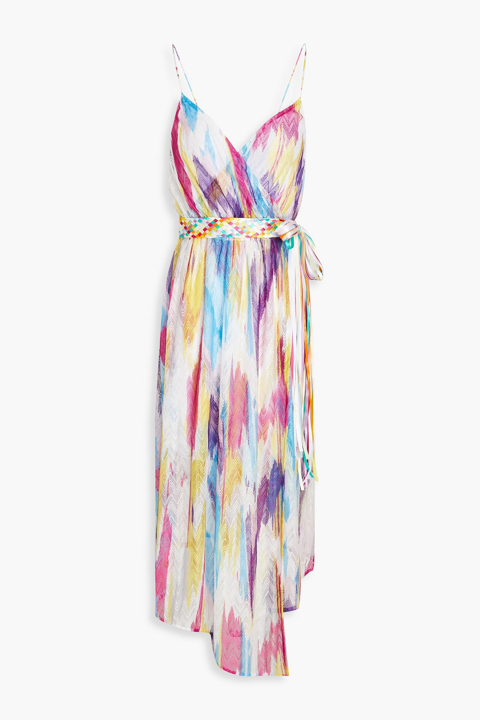 Missoni Crochet-knit Midi Wrap Dress In Pink