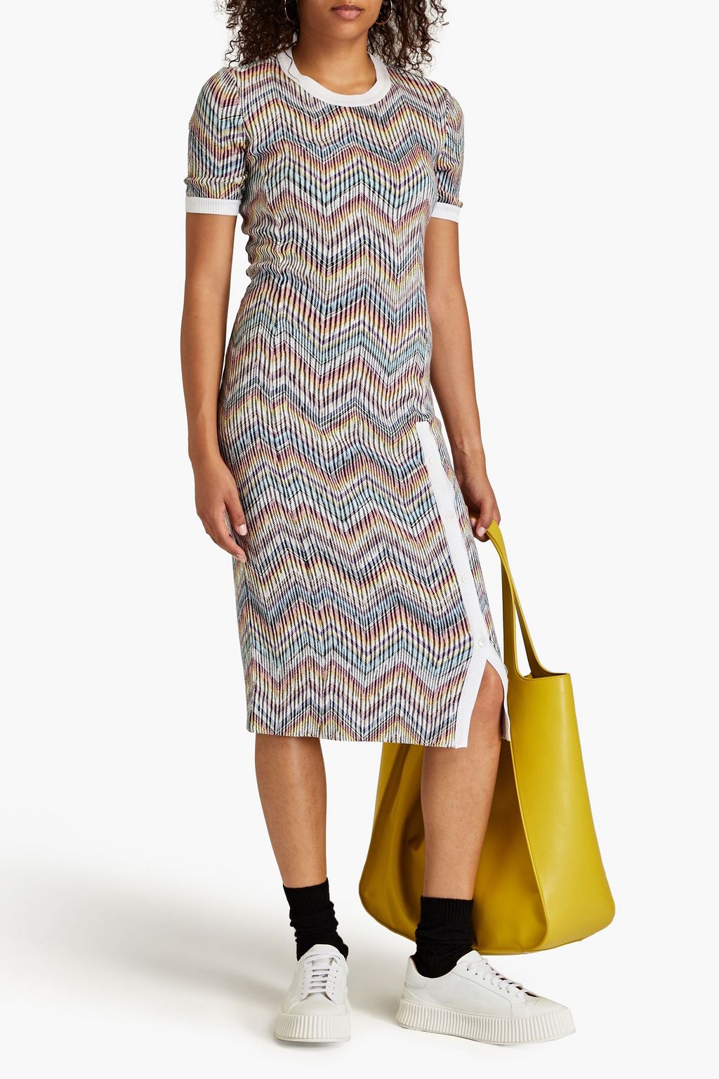 MISSONI فستان متوسط الطول من مزيج القطن بحبكة كروشيه