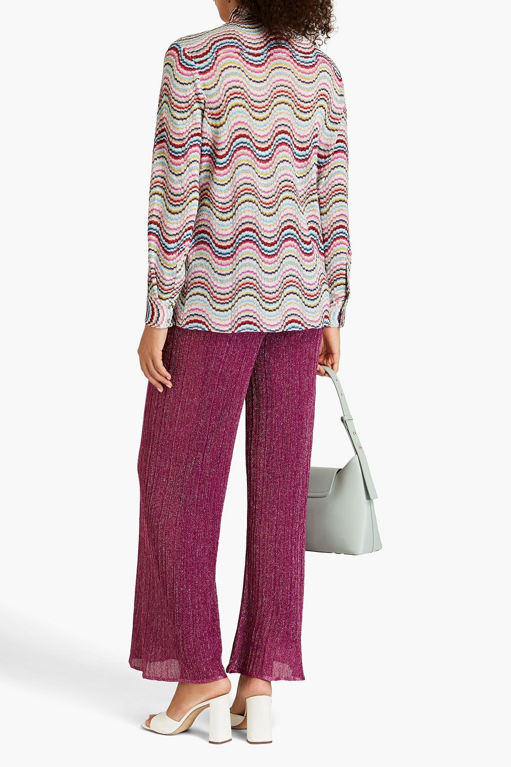 M MISSONI 메탈릭 리브 크로셰 니트 스트레이트 래그 팬츠