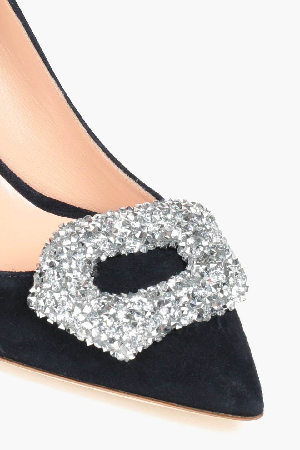 RUPERT SANDERSON MALORY CRYSTAL-EMBELLISHED SUEDE PUMPS