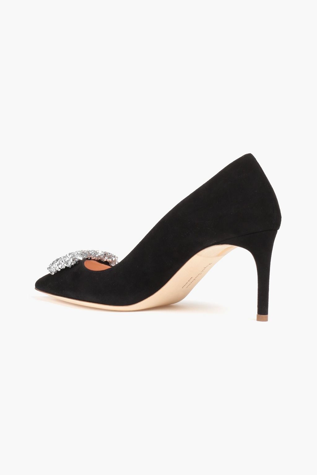 RUPERT SANDERSON Malory crystal-embellished suede pumps