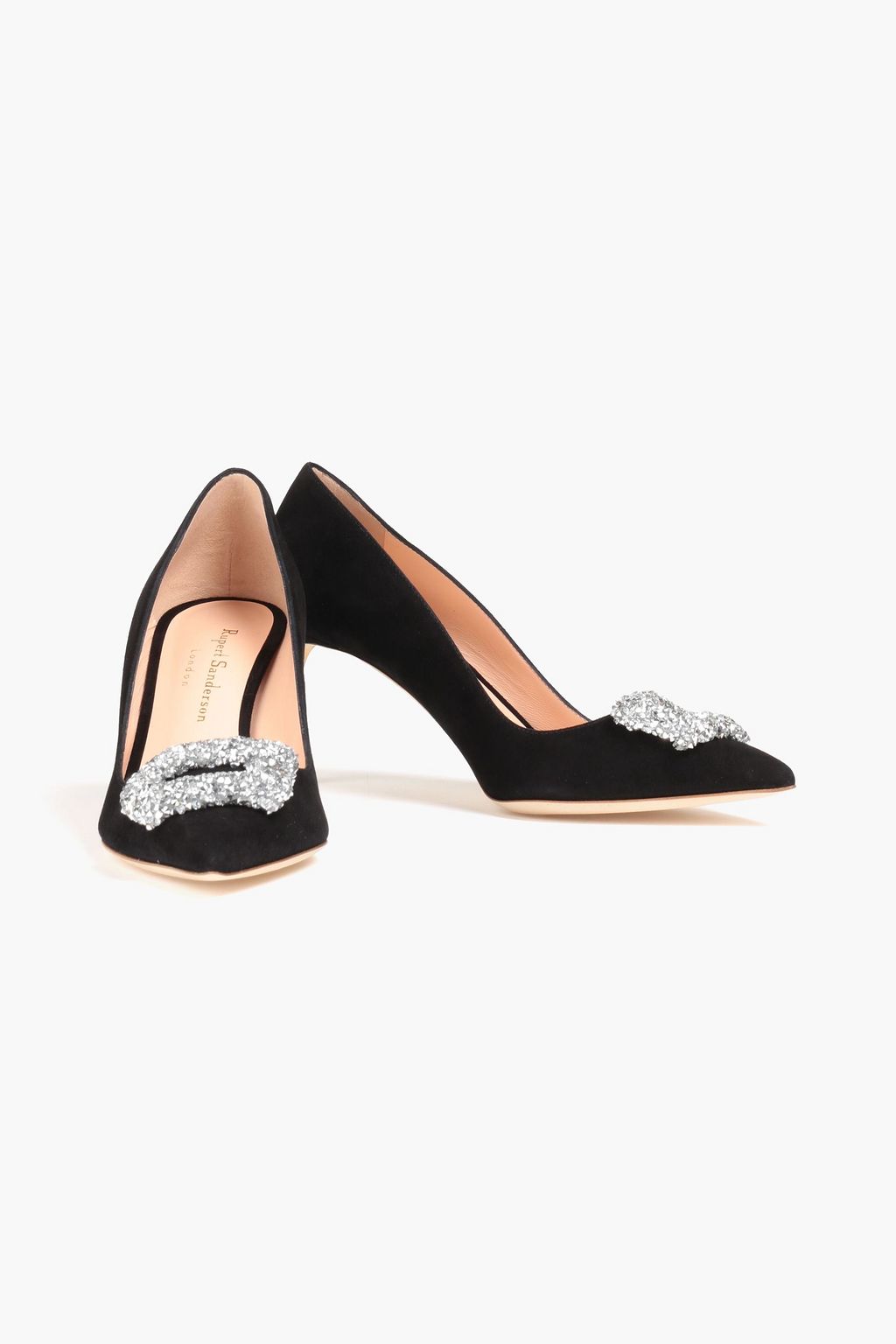 RUPERT SANDERSON Malory crystal-embellished suede pumps