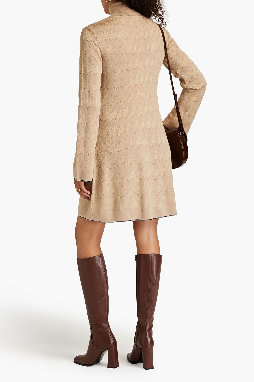 MISSONI Crochet-knit mini turtleneck dress