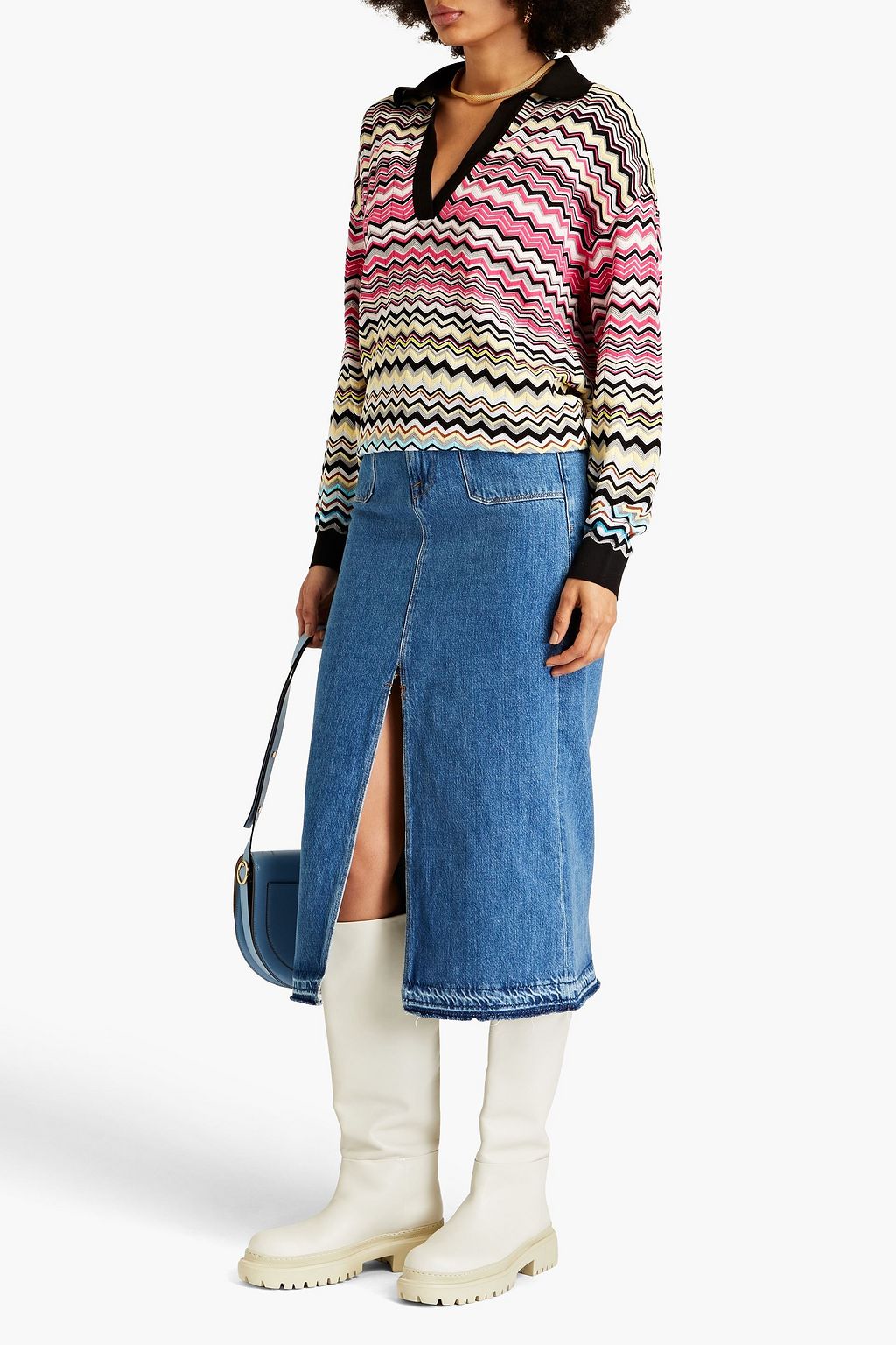 MISSONI Crochet-knit cotton-blend polo sweater