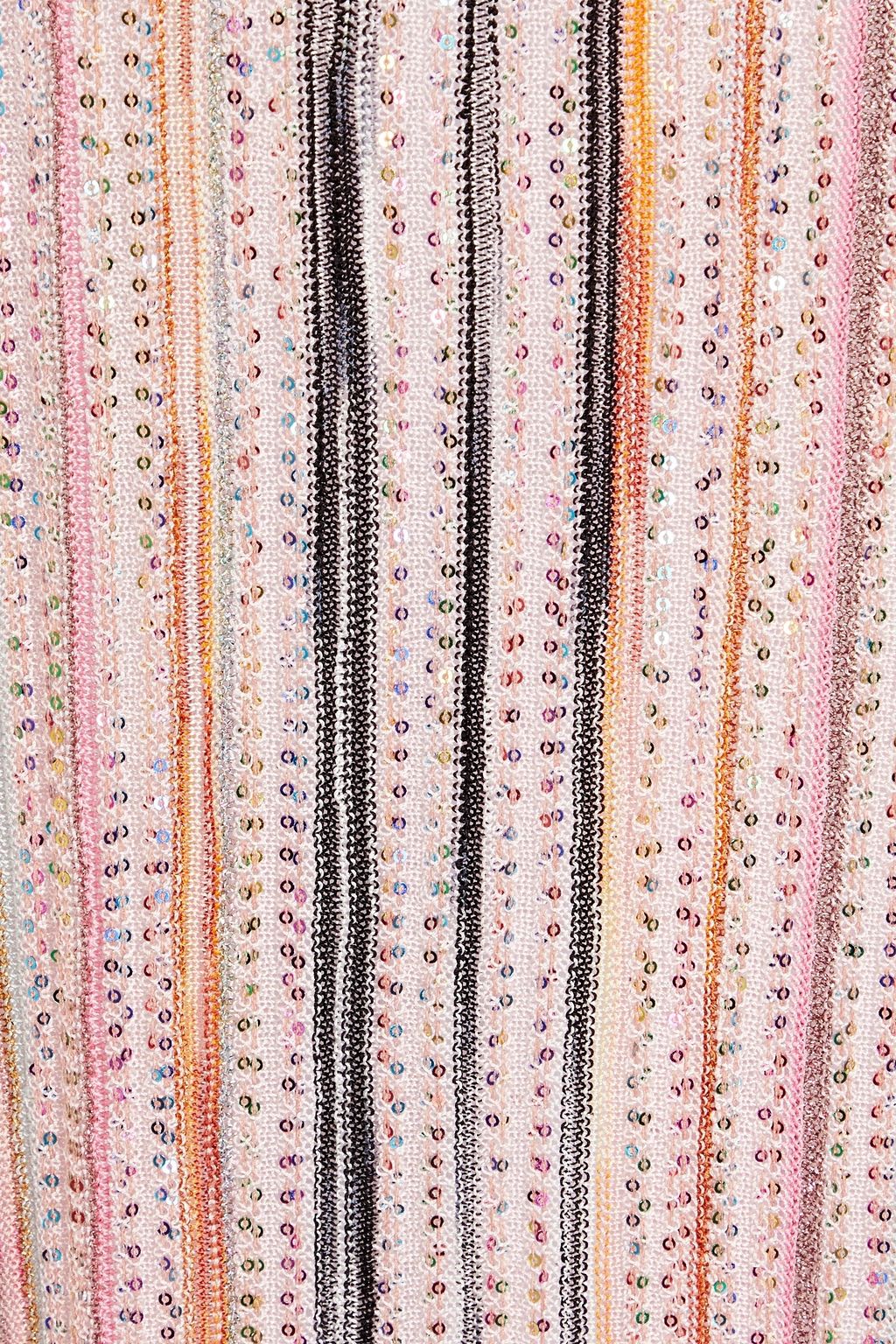 MISSONI Sequin-embellished striped ribbed-knit maxi dress