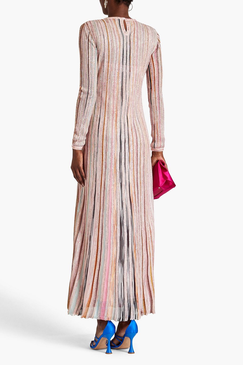 MISSONI Sequin-embellished striped ribbed-knit maxi dress