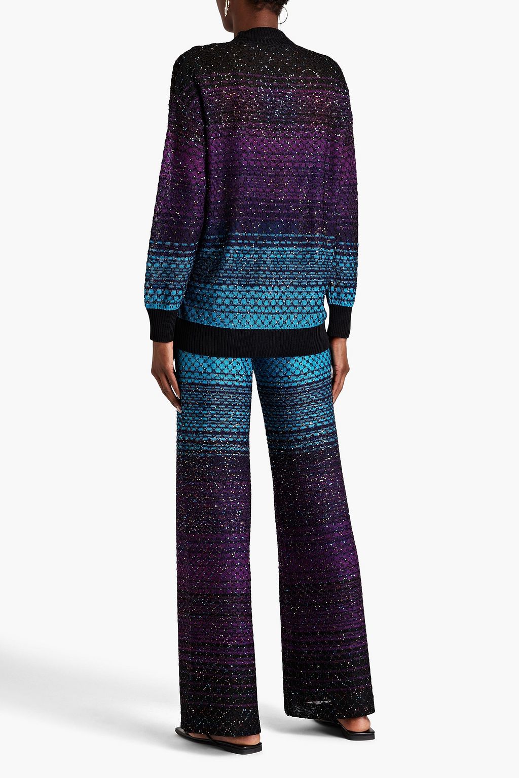 MISSONI Sequin-embellished crochet-knit wide-leg pants