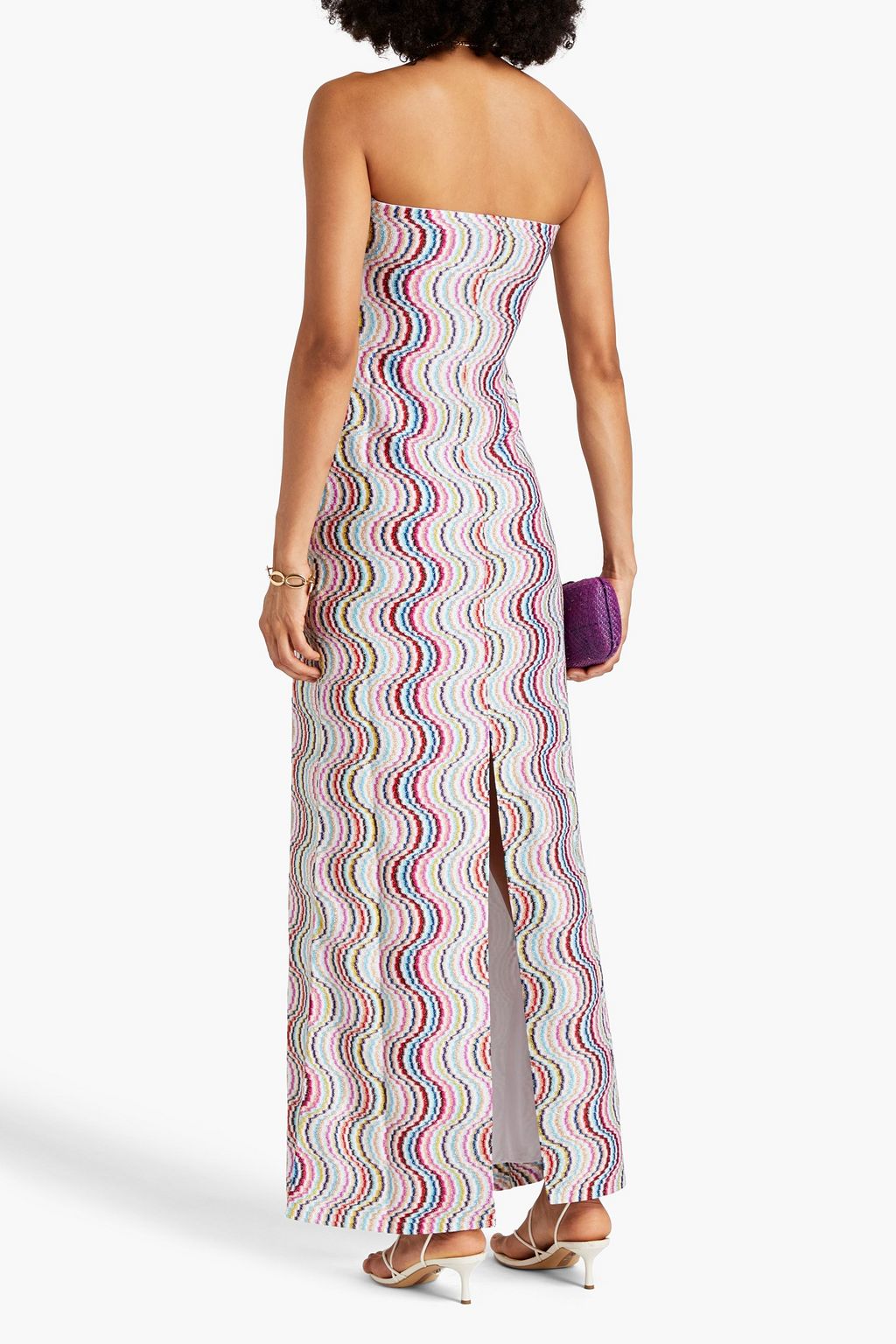 MISSONI Strapless metallic crochet-knit maxi dress
