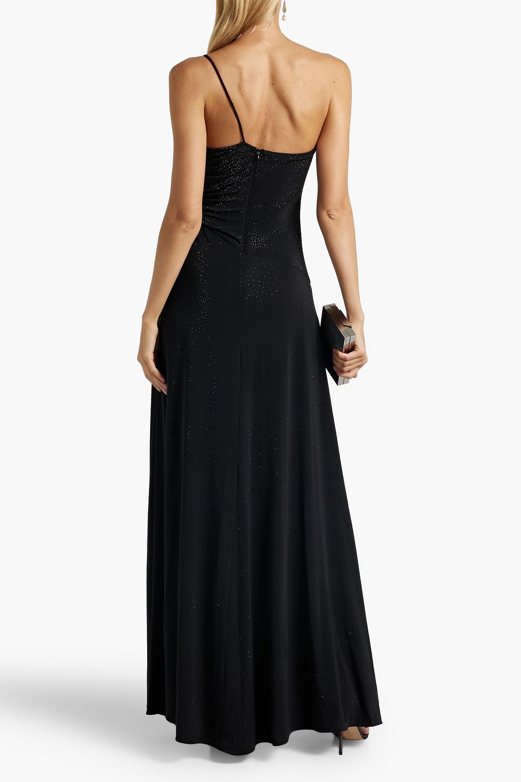 HALSTON Giselle one-shoulder crystal-embellished stretch-jersey gown