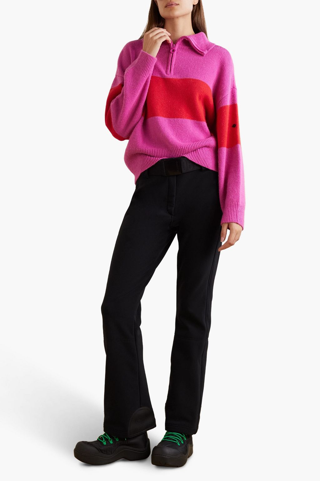 GOLDBERGH Jules two-tone knitted half-zip sweater