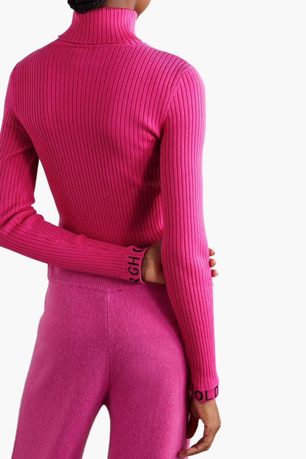 GOLDBERGH Mira intarsia-trimmed ribbed-knit turtleneck sweater