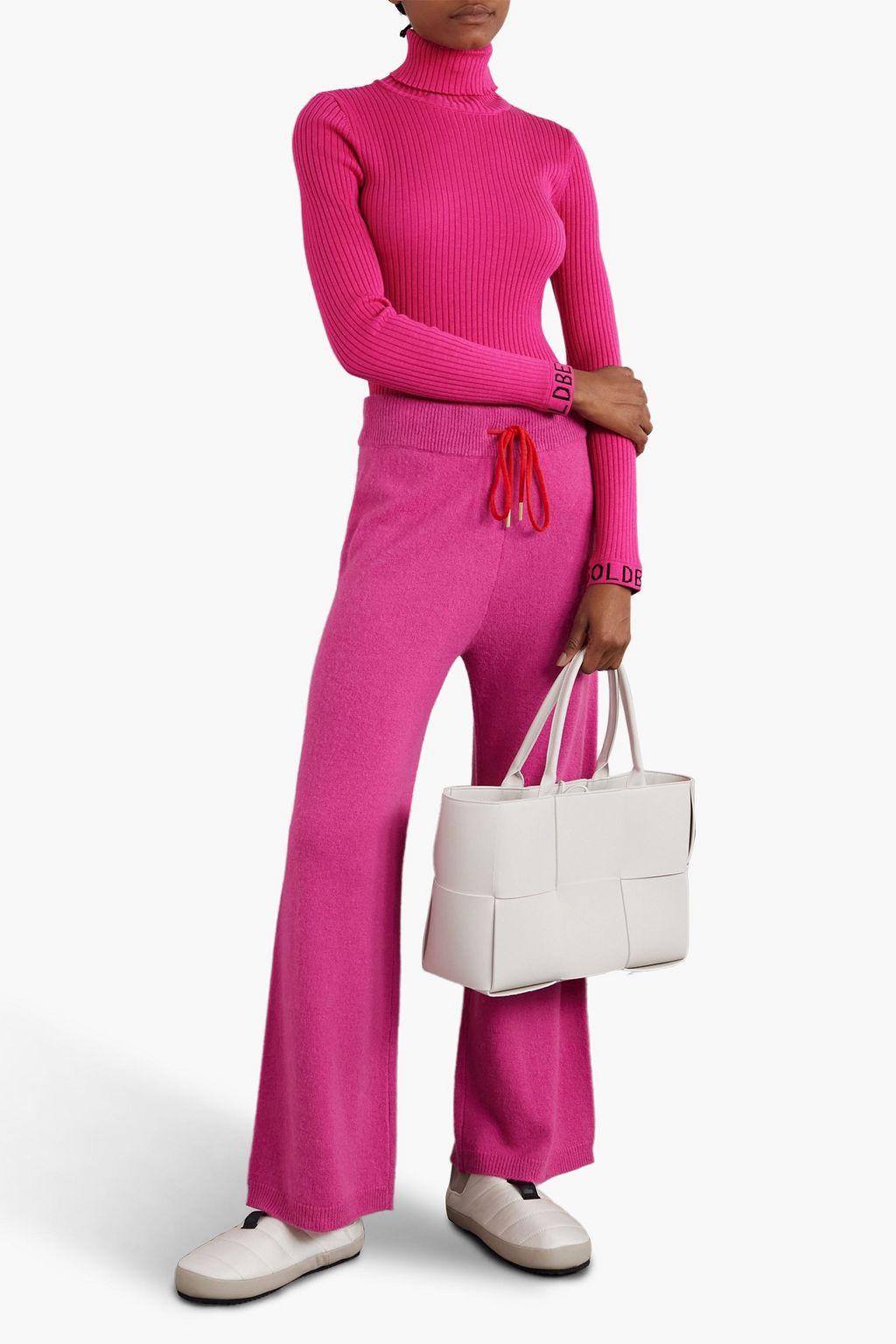 GOLDBERGH Mira intarsia-trimmed ribbed-knit turtleneck sweater