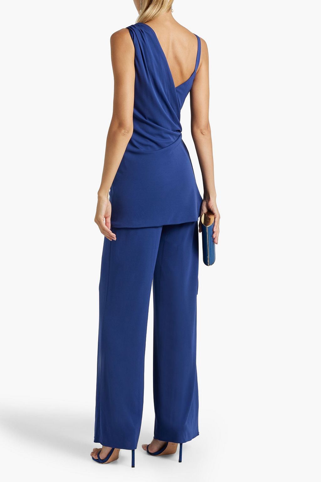 HALSTON Zaria draped stretch-jersey wide-leg jumpsuit | THE OUTNET