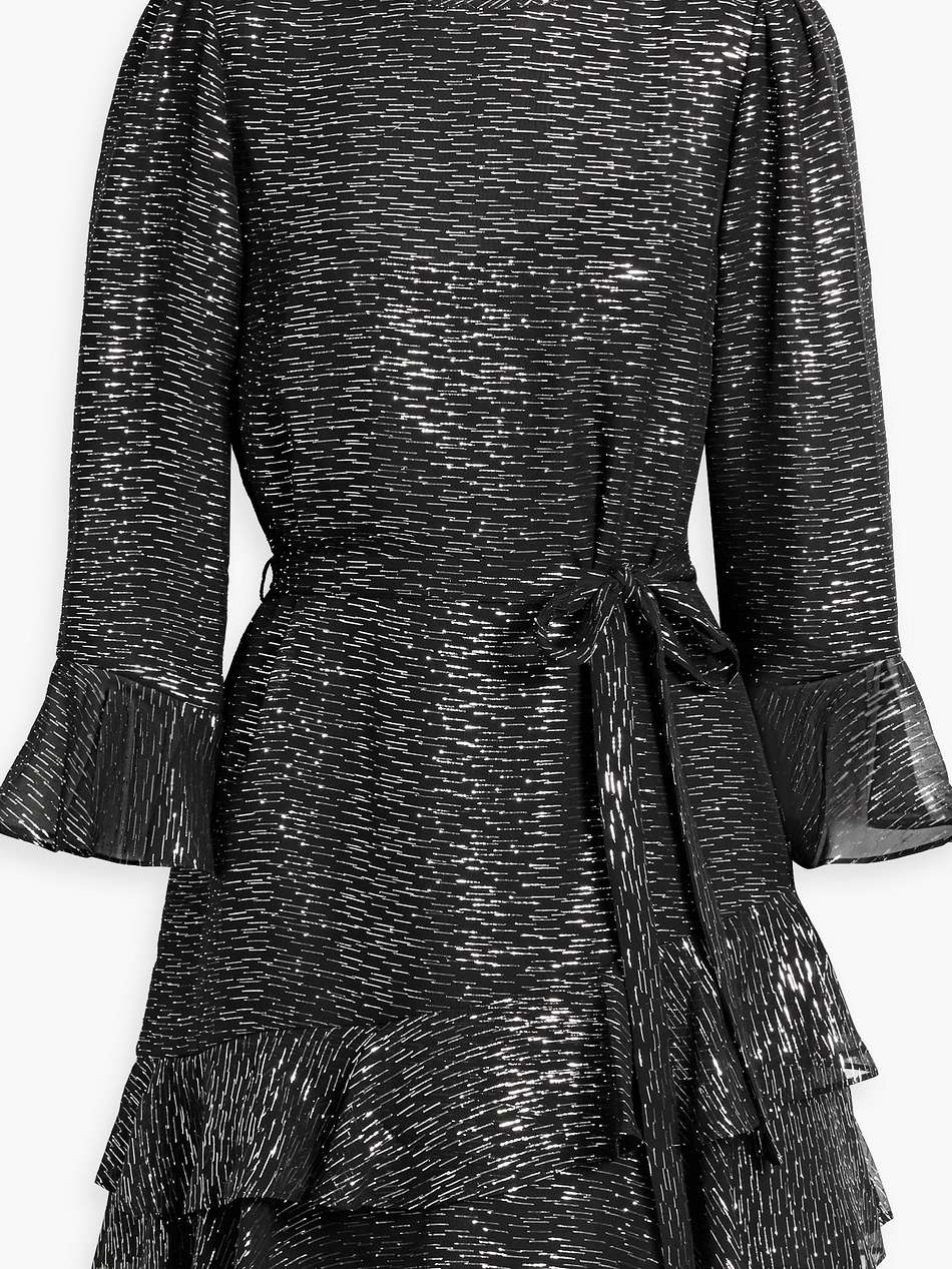 marissa ruffled metallic fil coupé silk-blend chiffon mini dress