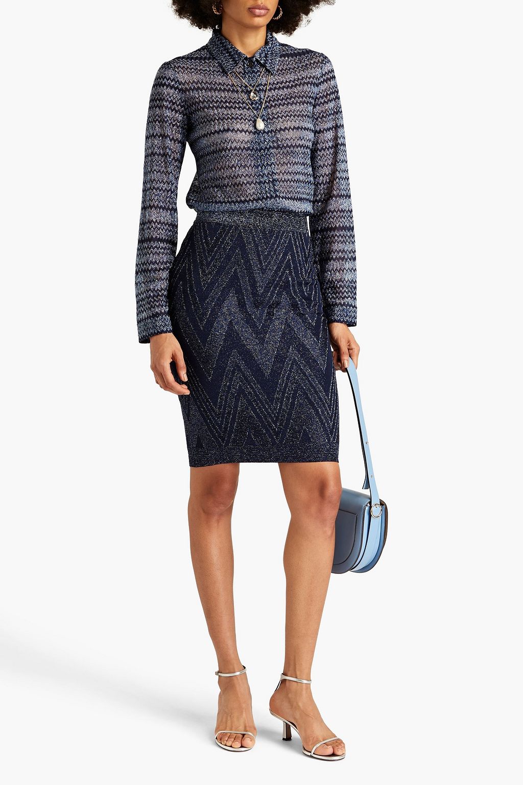 MISSONI Metallic crochet-knit skirt