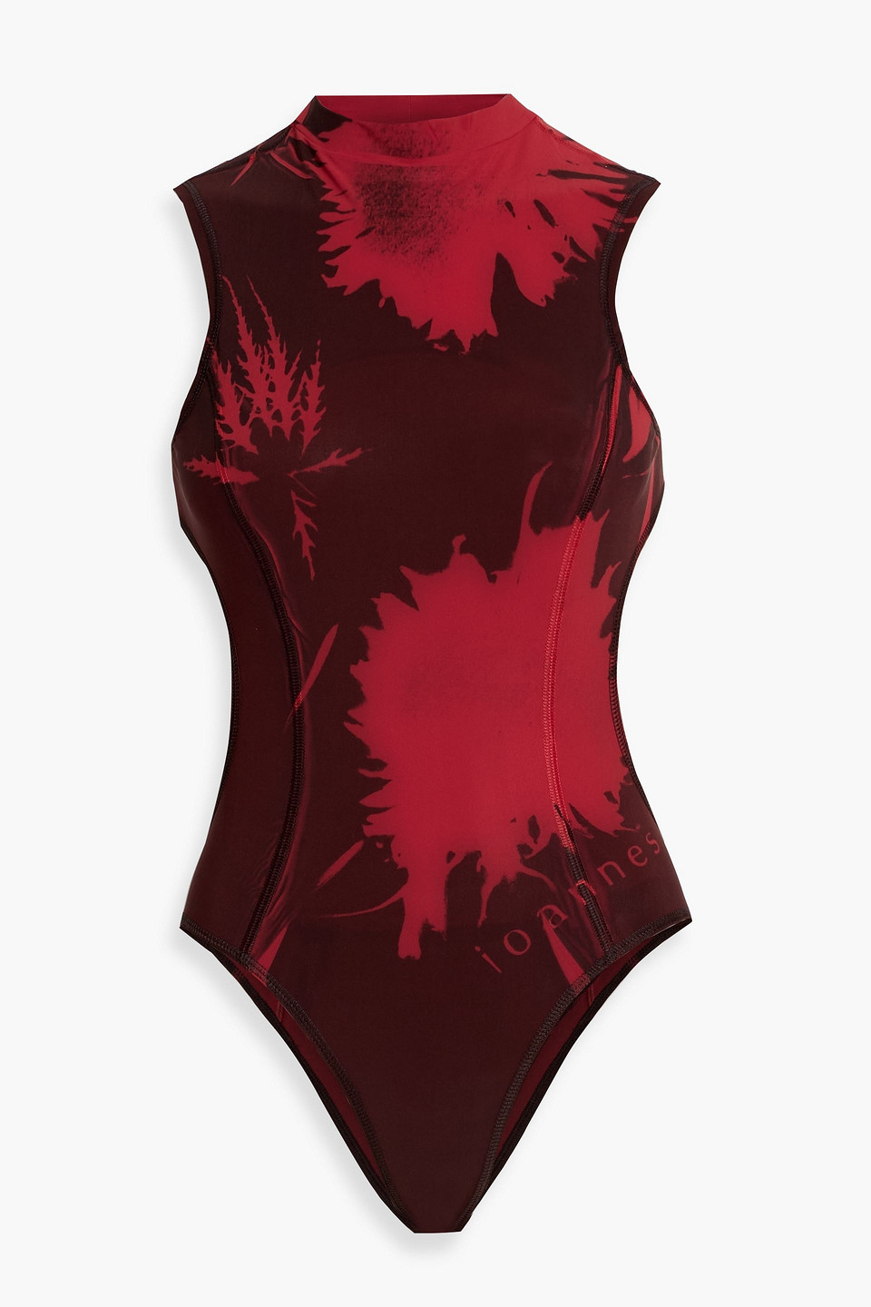 ioannes - cutout printed stretch-jersey bodysuit - red - s