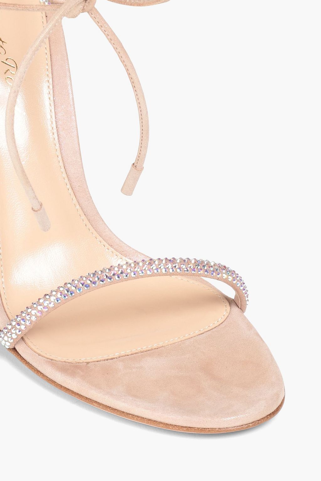 GIANVITO ROSSI Crystal-embellished metallic suede sandals