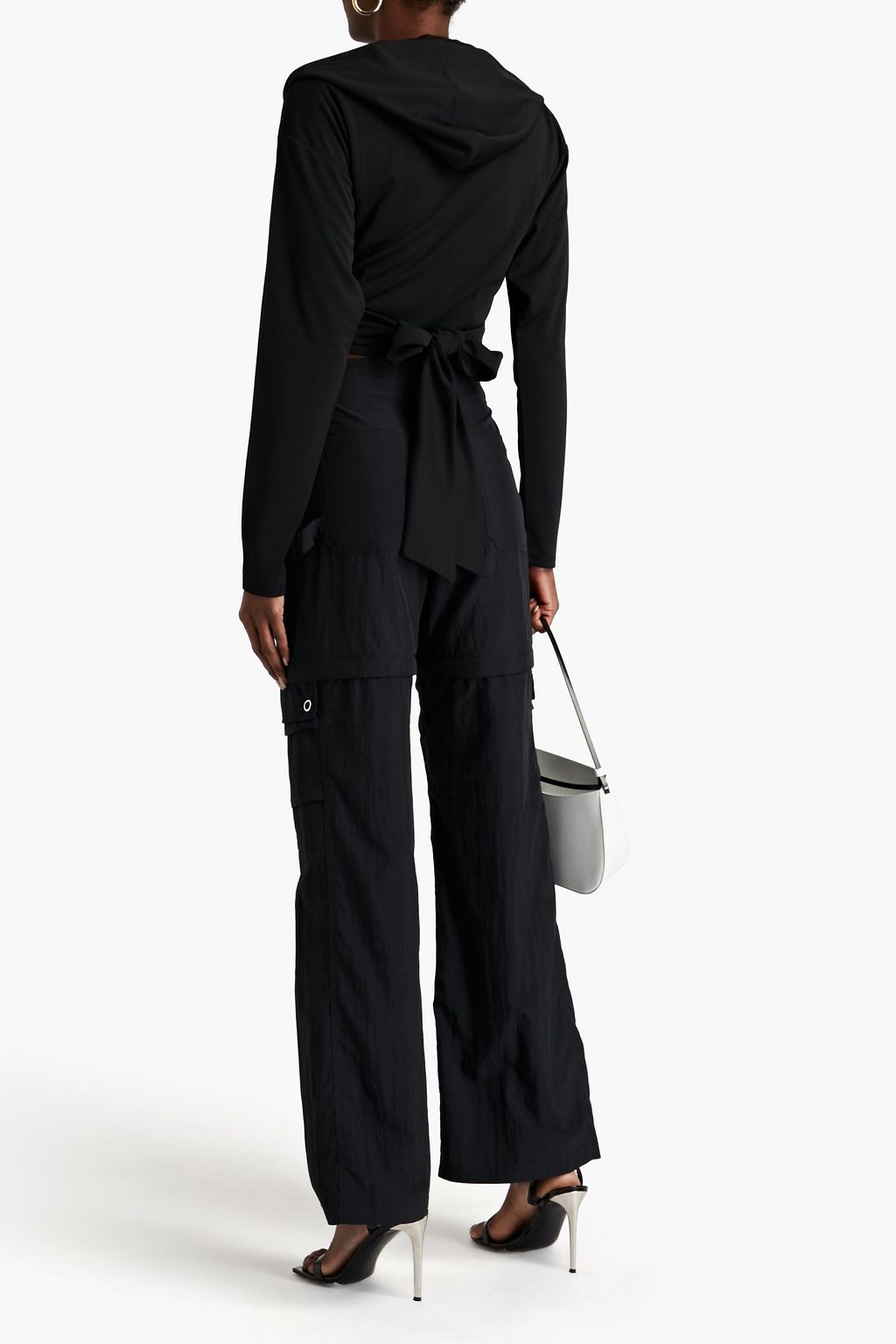 NICHOLAS Cropped jersey hooded wrap top