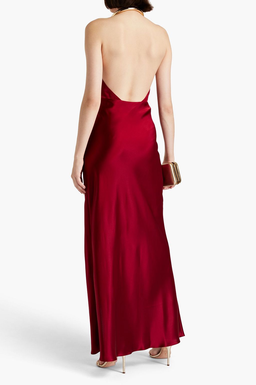 NICHOLAS Satin-crepe halterneck gown