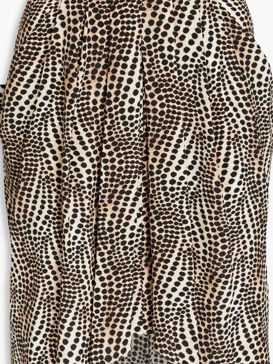 pleated printed silk-blend crepe de chine skirt