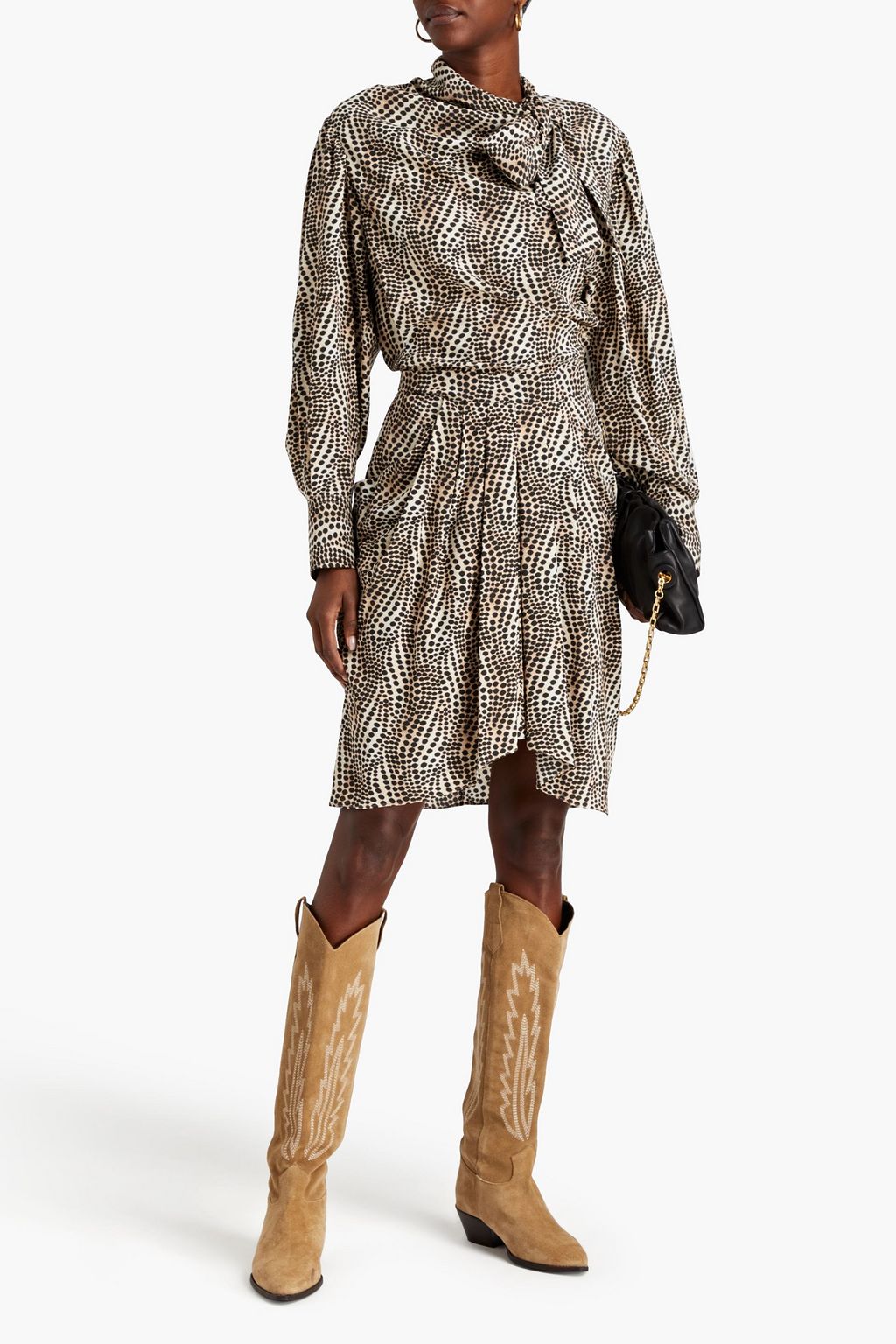 ISABEL MARANT Pleated printed silk-blend crepe de chine skirt