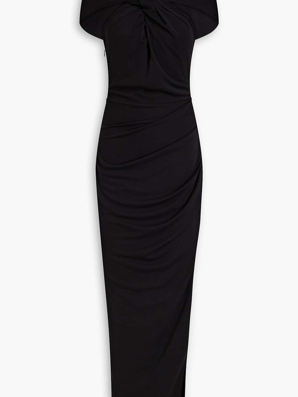 charmaine twist-front stretch-crepe hooded gown