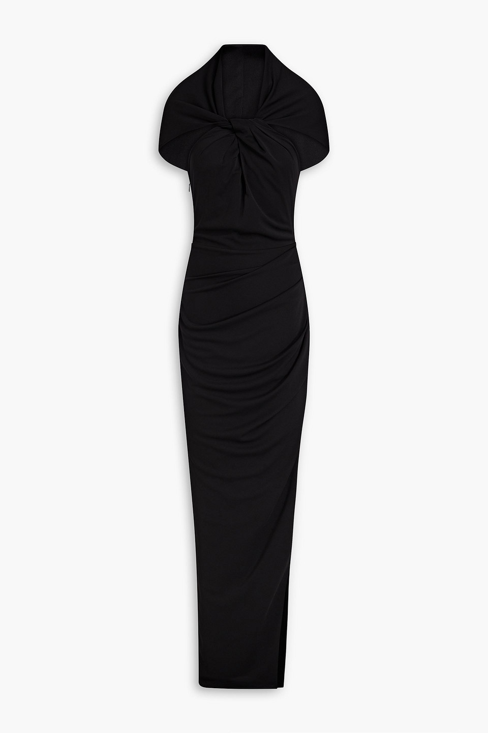 Nicholas Charmaine Twist-front Stretch-crepe Hooded Gown In Black