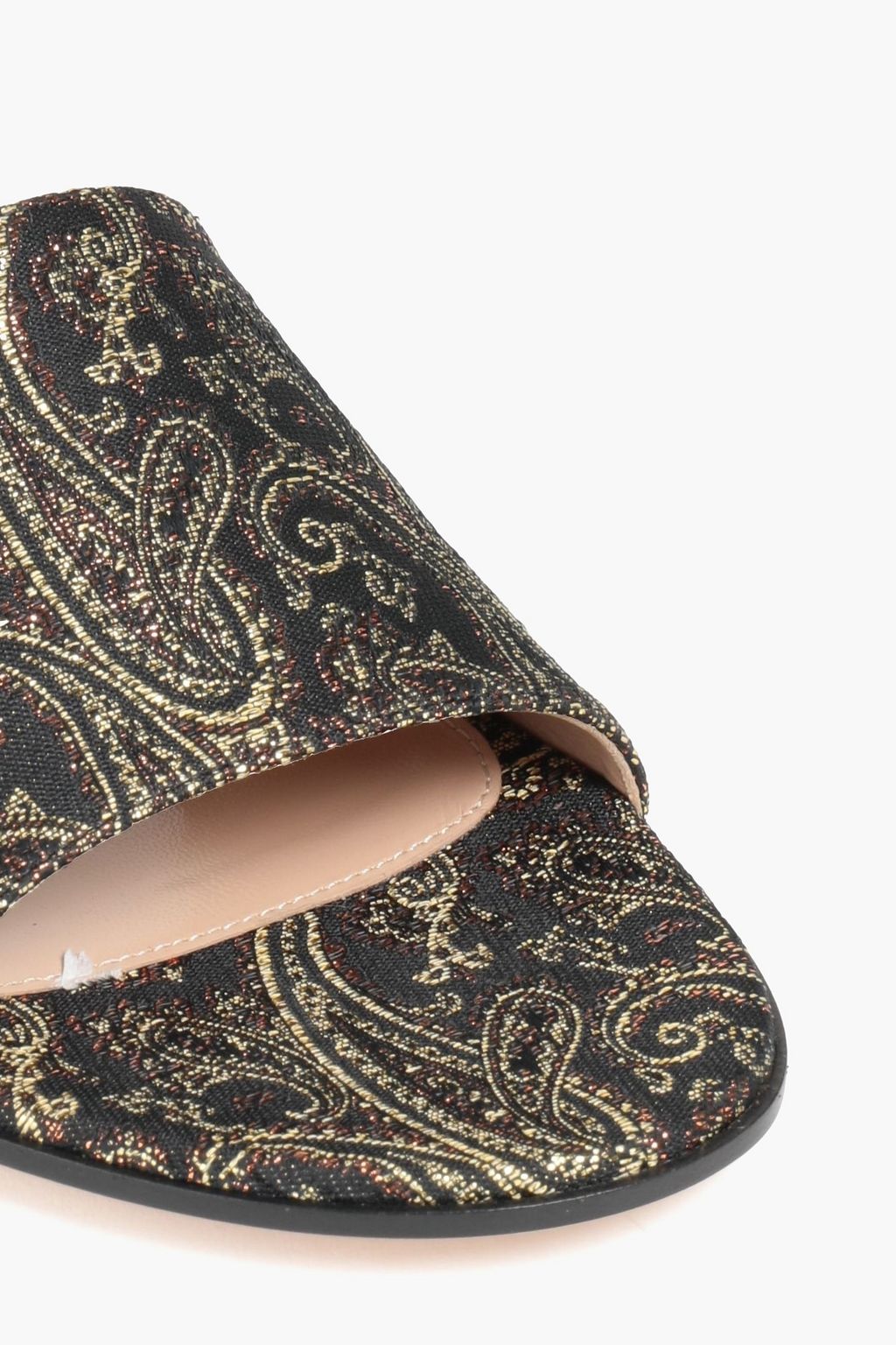 GIANVITO ROSSI Metallic paisley-print jacquard slides