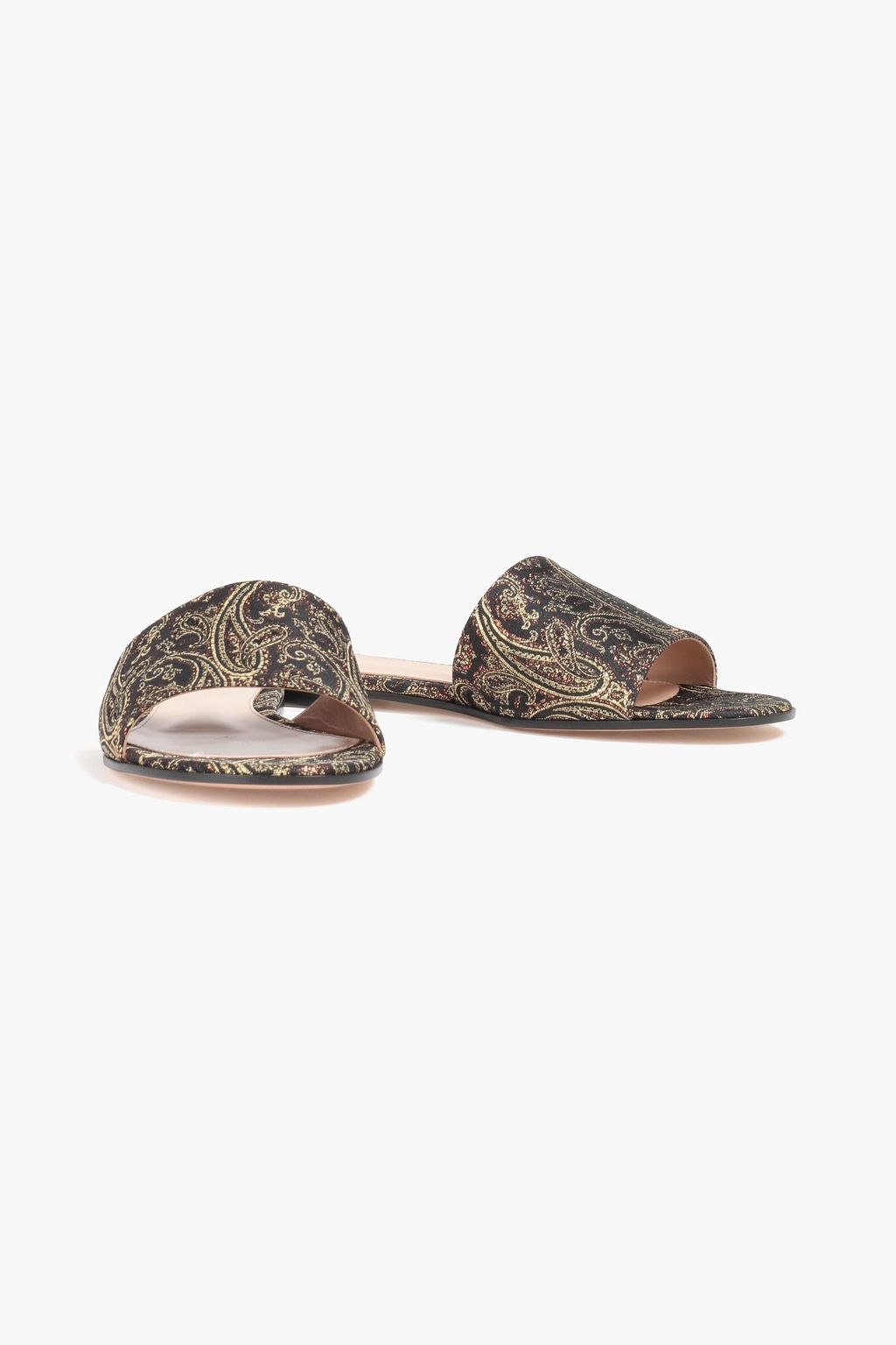 GIANVITO ROSSI Metallic paisley-print jacquard slides
