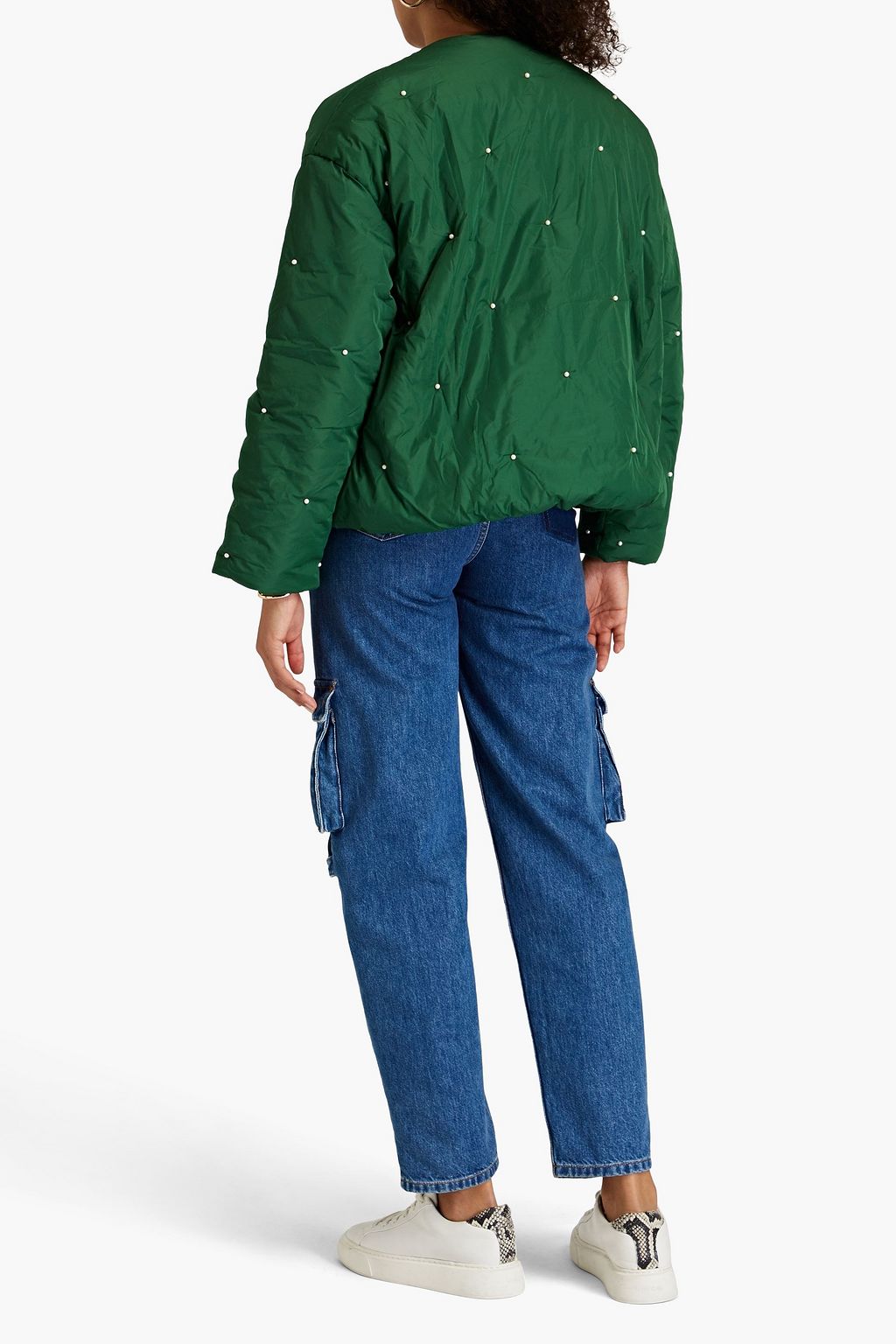 SLEEPER Oversized faux pearl-embellished shell jacket