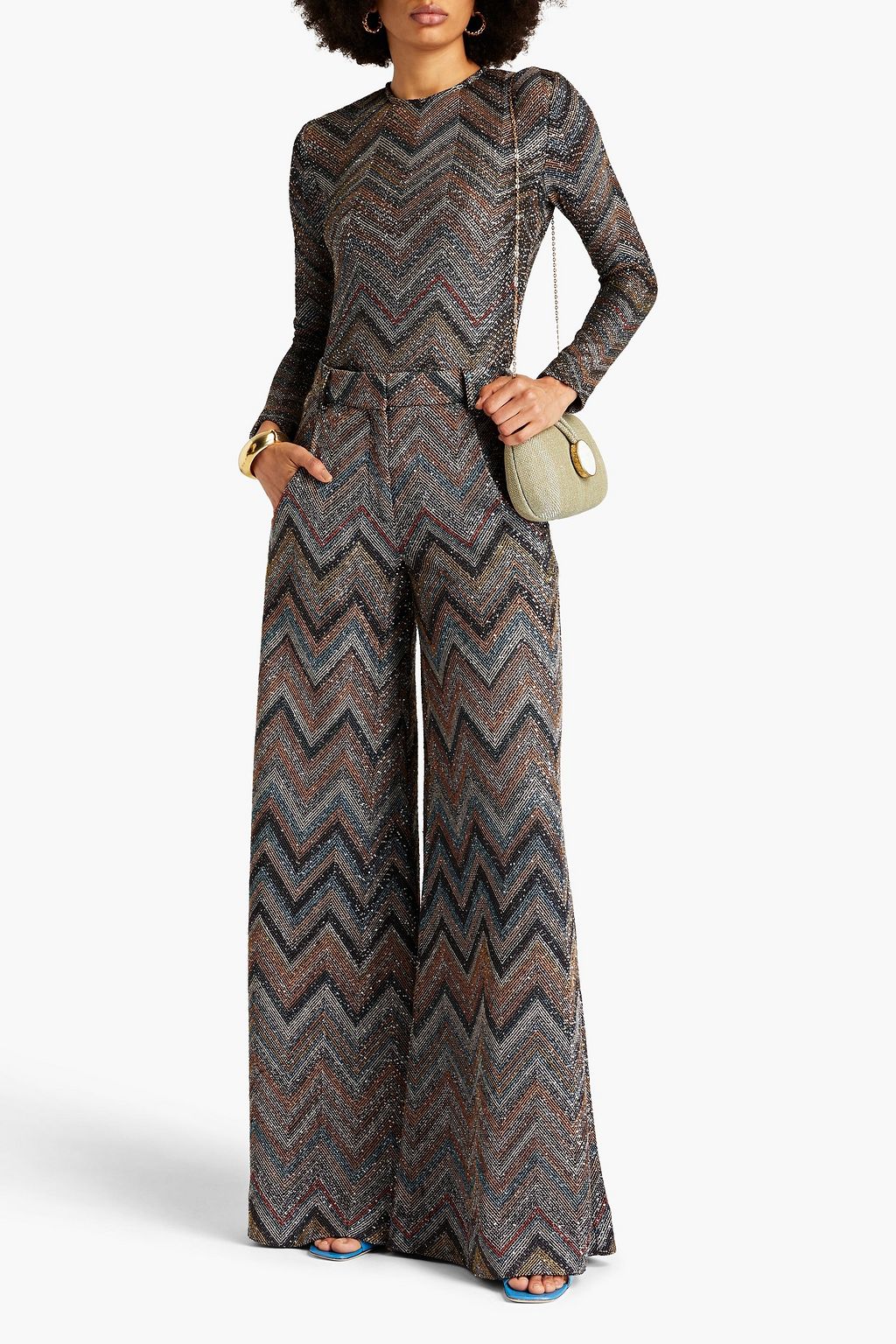 MISSONI بلوزة من نسيج بحبكة كروشيه مزينة بالترتر
