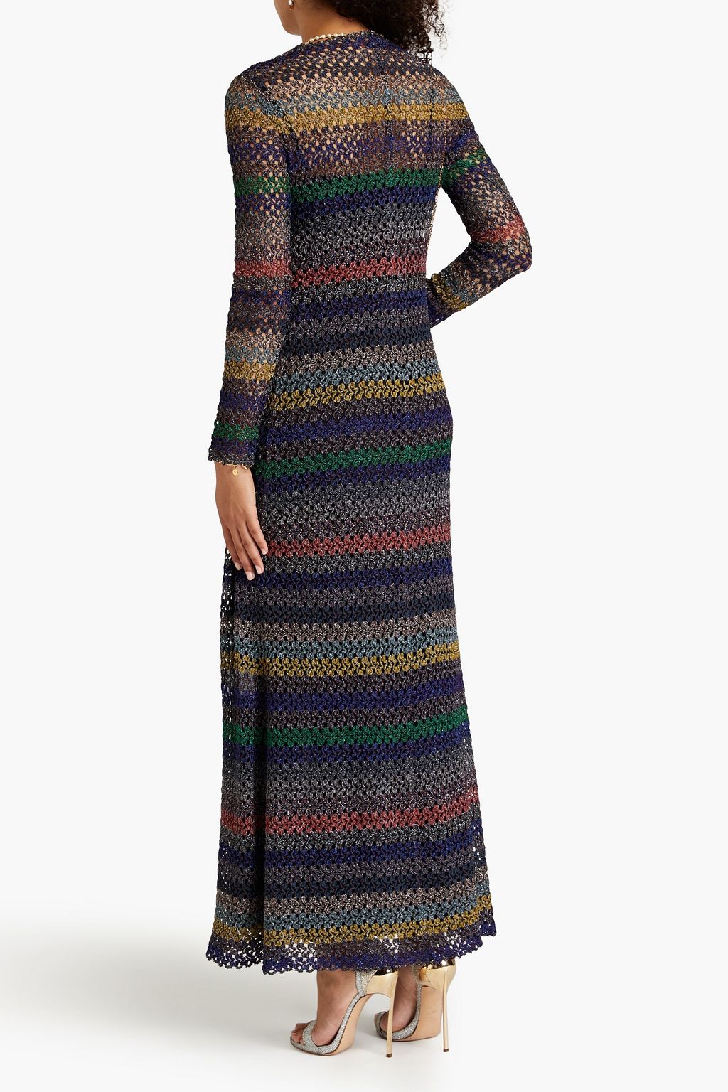 MISSONI Maxikleid aus Häkelstrick in Metallic-Optik