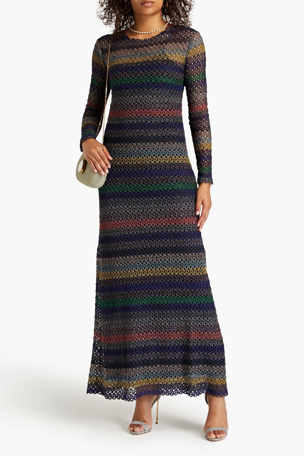 MISSONI Maxikleid aus Häkelstrick in Metallic-Optik