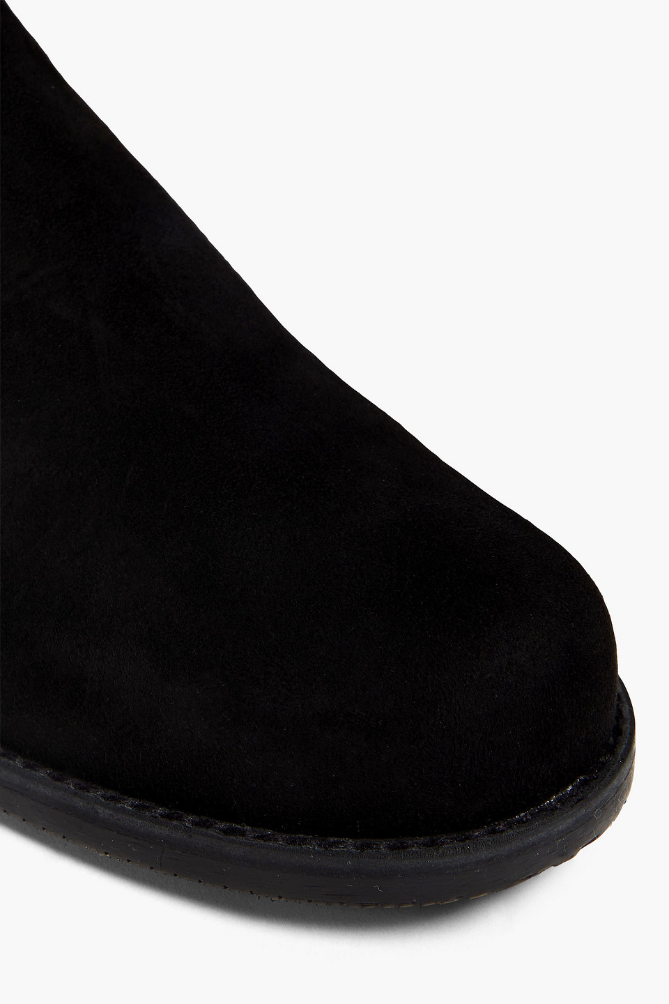 Shop Stuart Weitzman Suede And Neoprene Knee Boots In Black