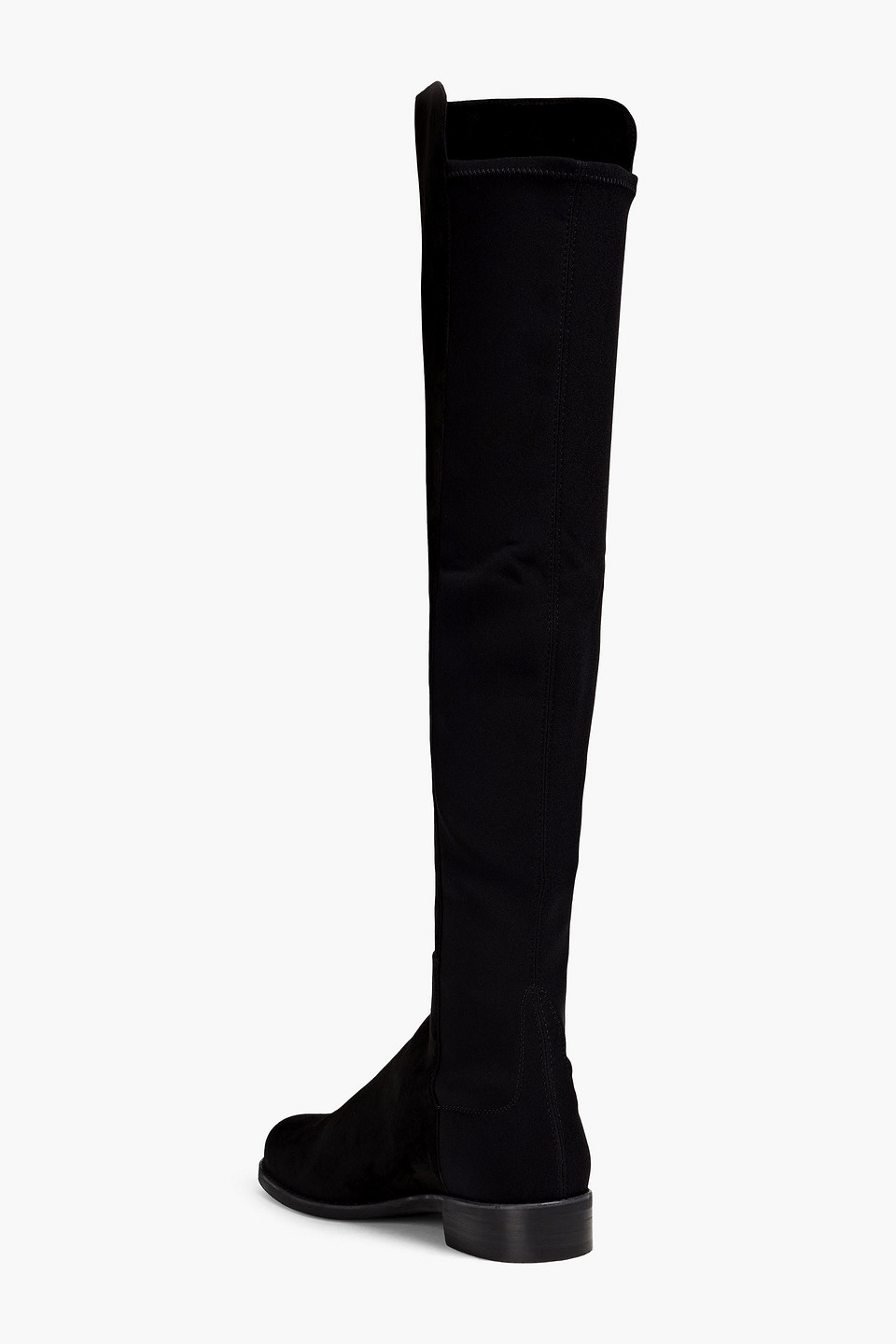 Shop Stuart Weitzman Suede And Neoprene Knee Boots In Black