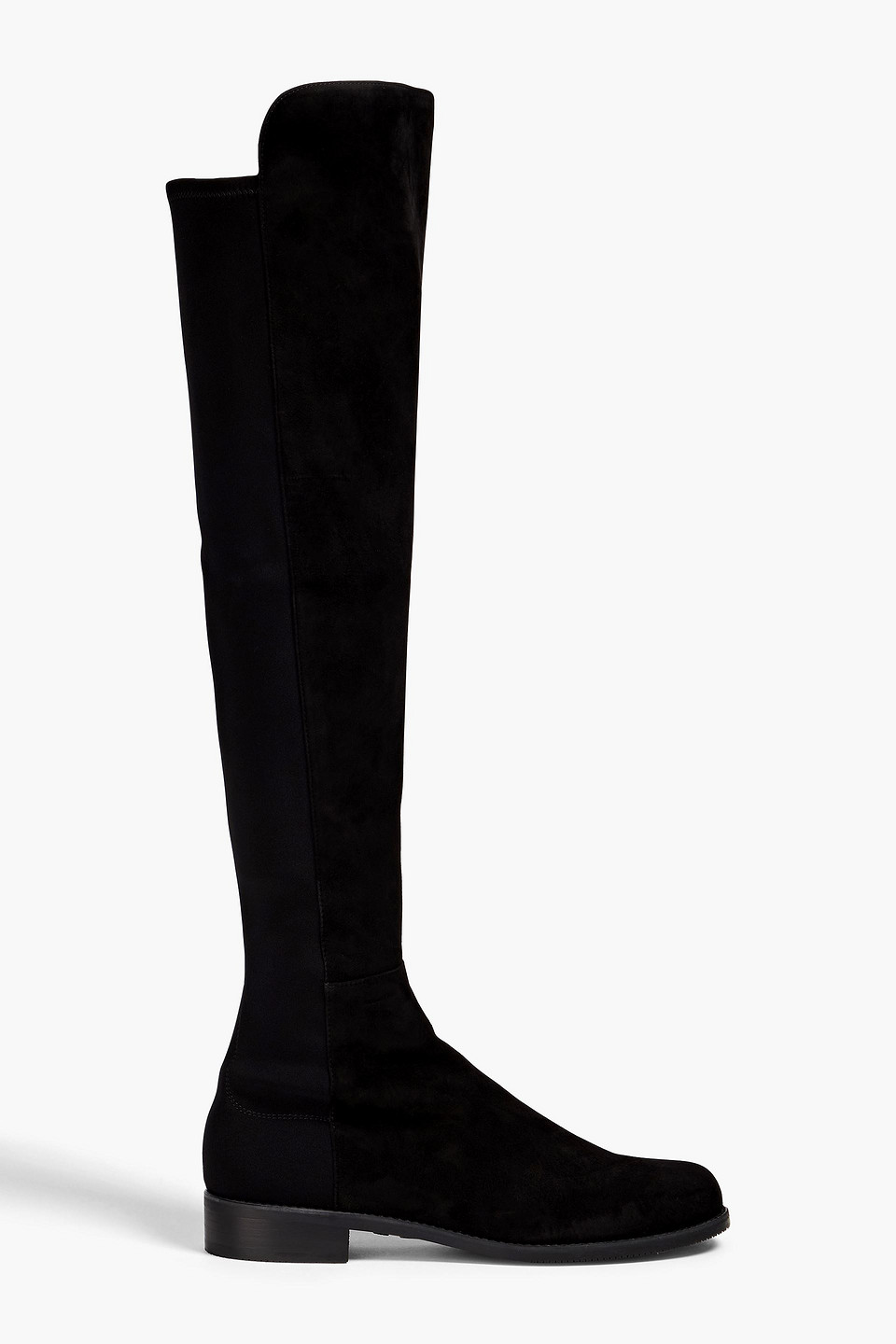 Stuart Weitzman Suede And Neoprene Knee Boots In Black