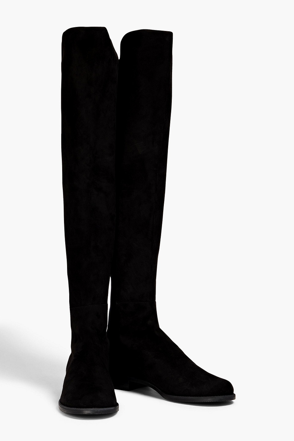 Shop Stuart Weitzman Suede And Neoprene Knee Boots In Black