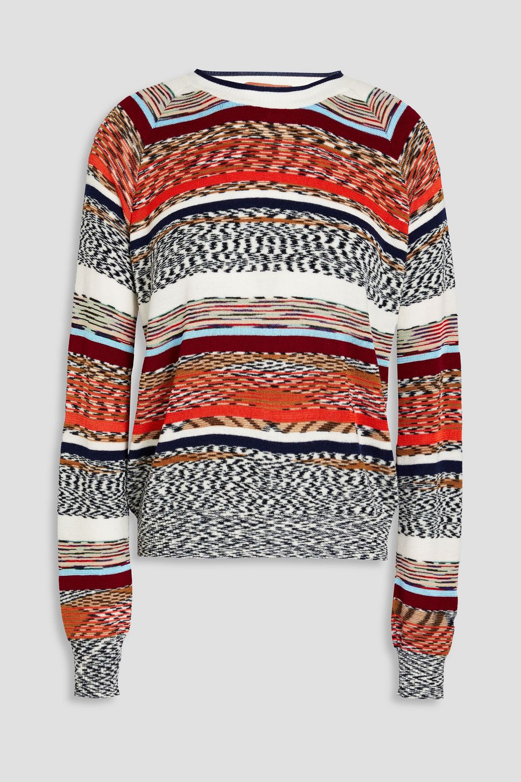 Intarsia knit wool blend sweater