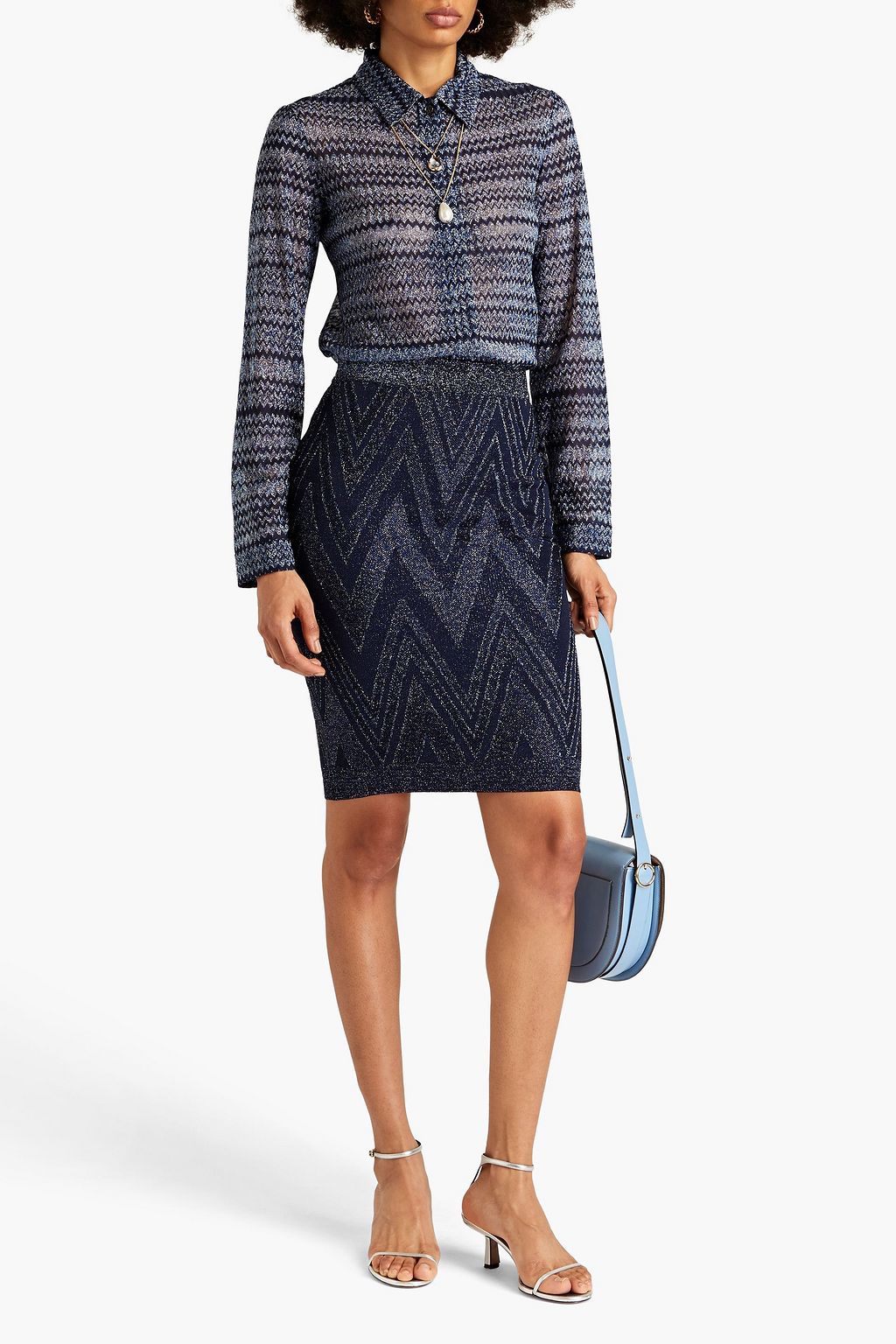 MISSONI Metallic crochet-knit shirt