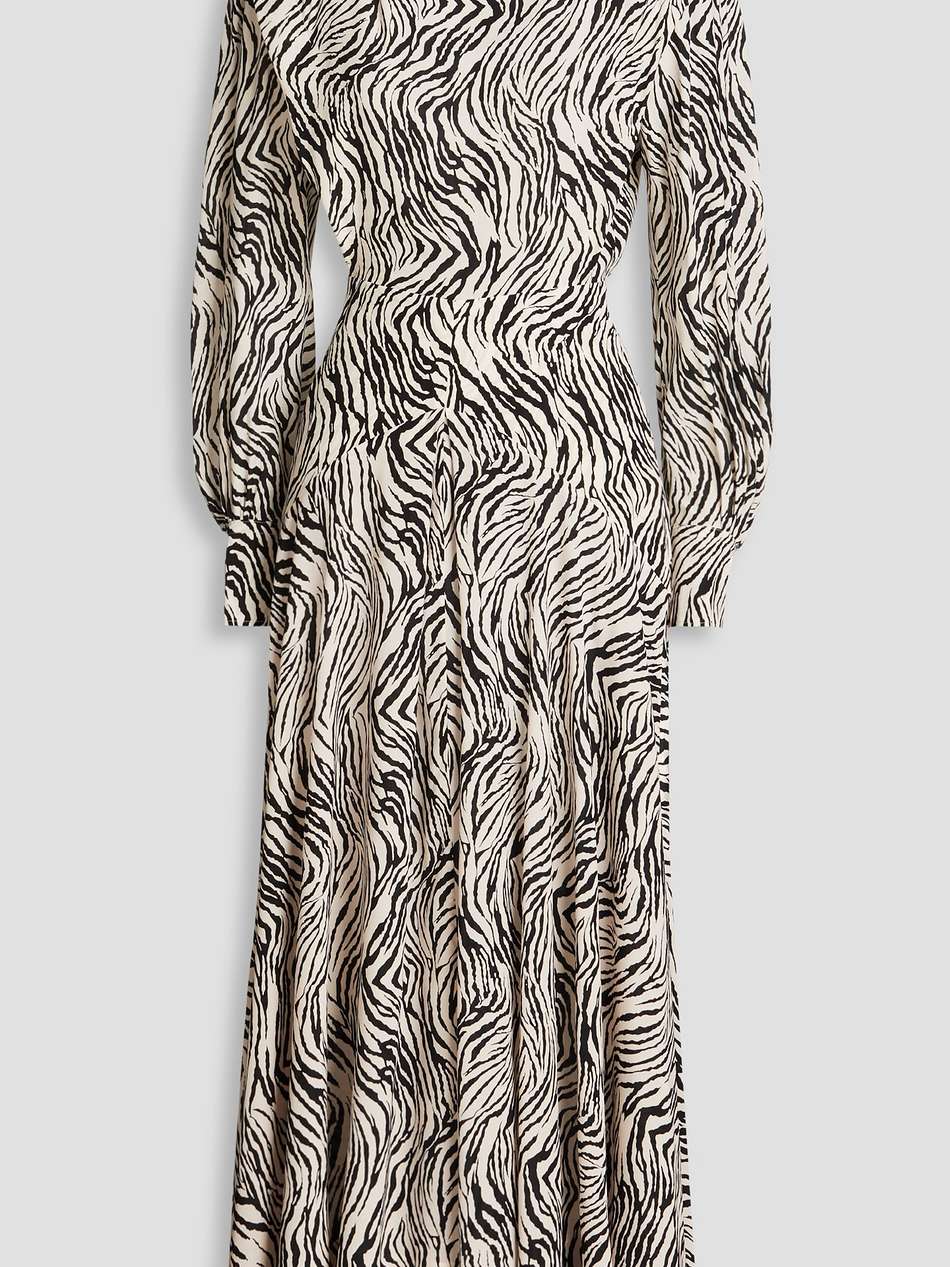 zakae zebra-print silk-blend crepe de chine maxi dress