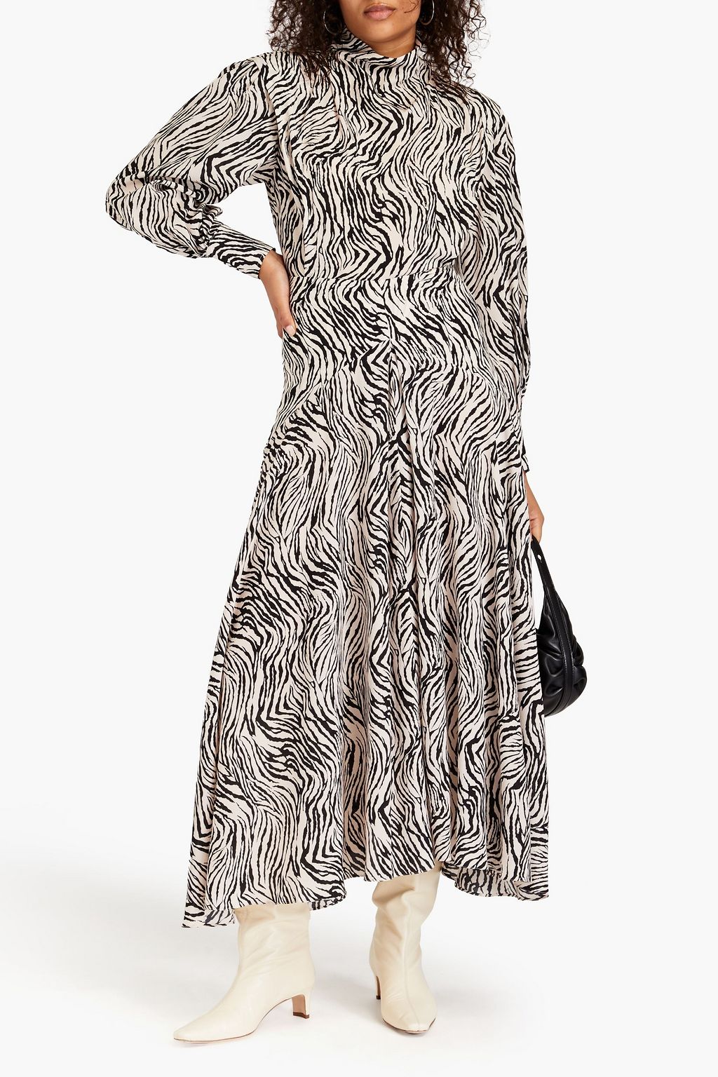 ISABEL MARANT 지브라 프린트 실크 혼방 크레이프 드 신 맥시 드레스