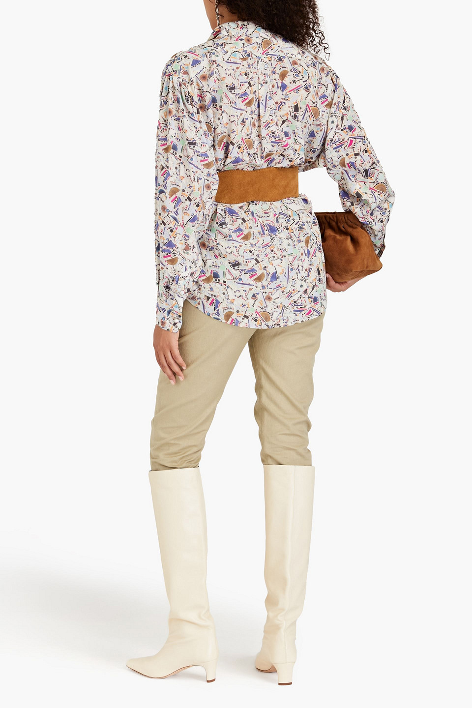 Isabel Marant Cade Printed Silk-blend Crepe De Chine Top In Bleu