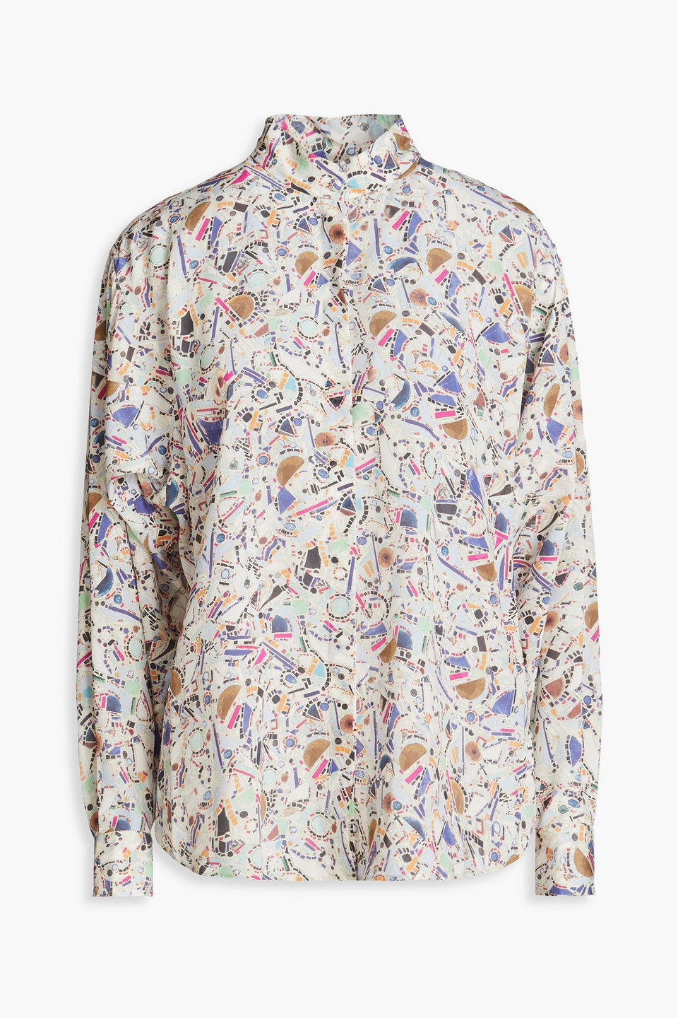 Isabel Marant Cade Printed Silk-blend Crepe De Chine Top In Bleu