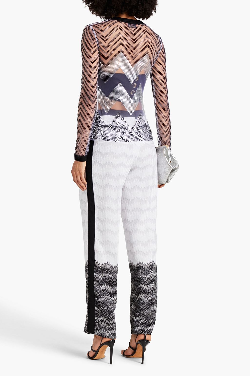 MISSONI Metallic crochet-knit straigjht-leg pants