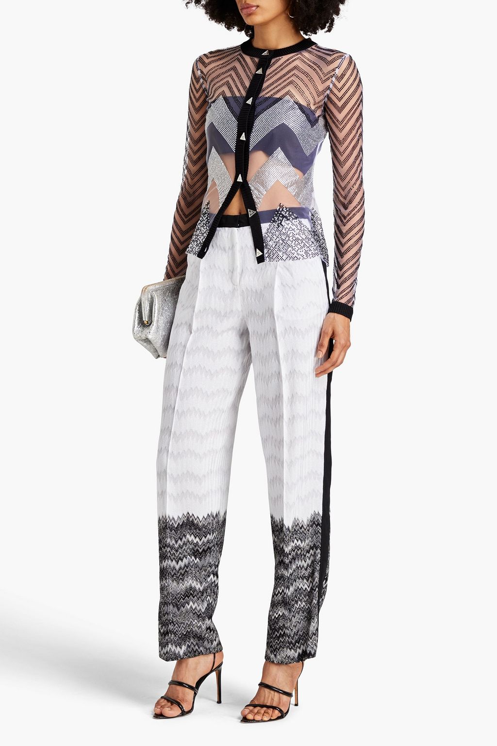 MISSONI Metallic crochet-knit straigjht-leg pants