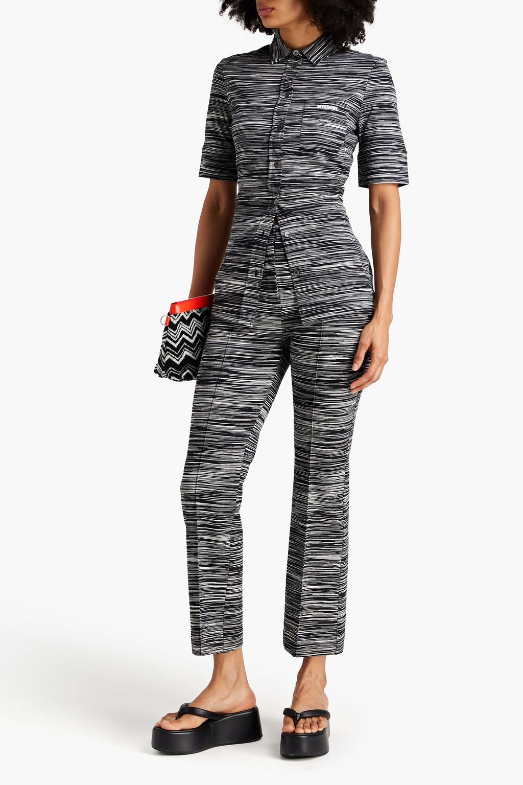 MISSONI Cropped space-dyed cotton bootcut pants